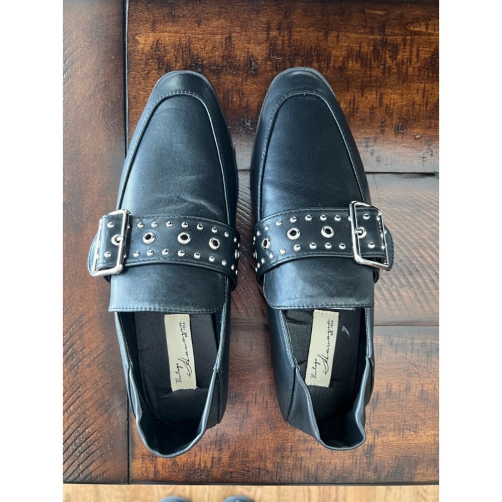 NWOT Vintage Havana Maureen Black Studded Buckle Loafers Flats